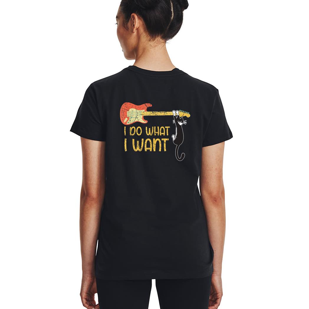 Vintage Guitar and Cat Lover Men Women I do what i want Cat Woman T-Shirt