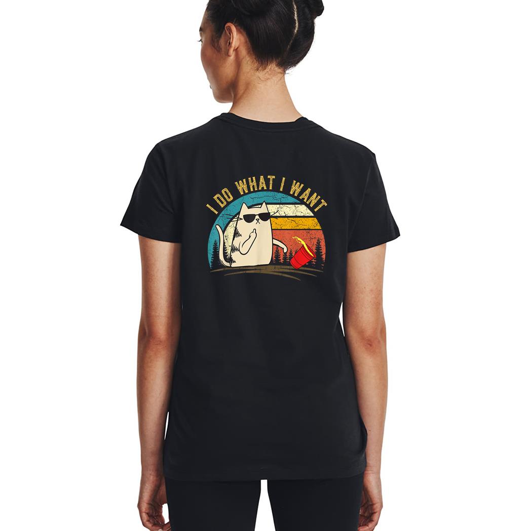 Vintage Retro I do what I want cat, Funny Meowy Cat Lover Woman T-Shirt